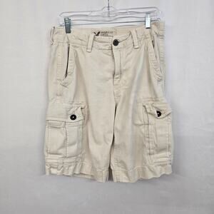 American Eagle Classic Length Cargo Shorts Men's 28 Beige Cotton 10" Inseam